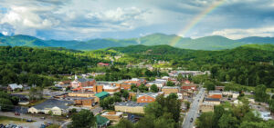 Rainbow over the mountains surrounding Franklin, NC
