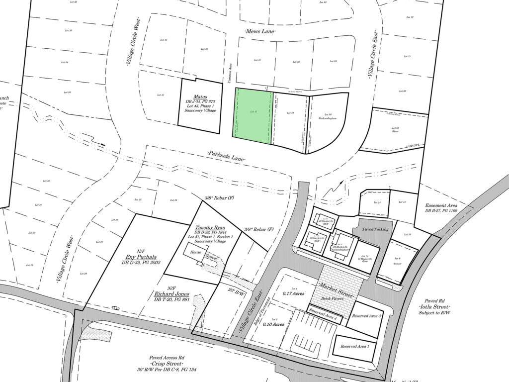 Sanctuary Village Homesite Map with 47 highlighted