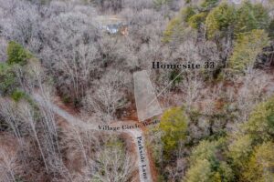 Birds-eye view of Homesite 33 with mountains in background