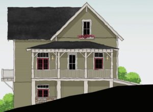 Color architectural rendering of the Pigeon River home on Homesite 14 in Sanctuary Village