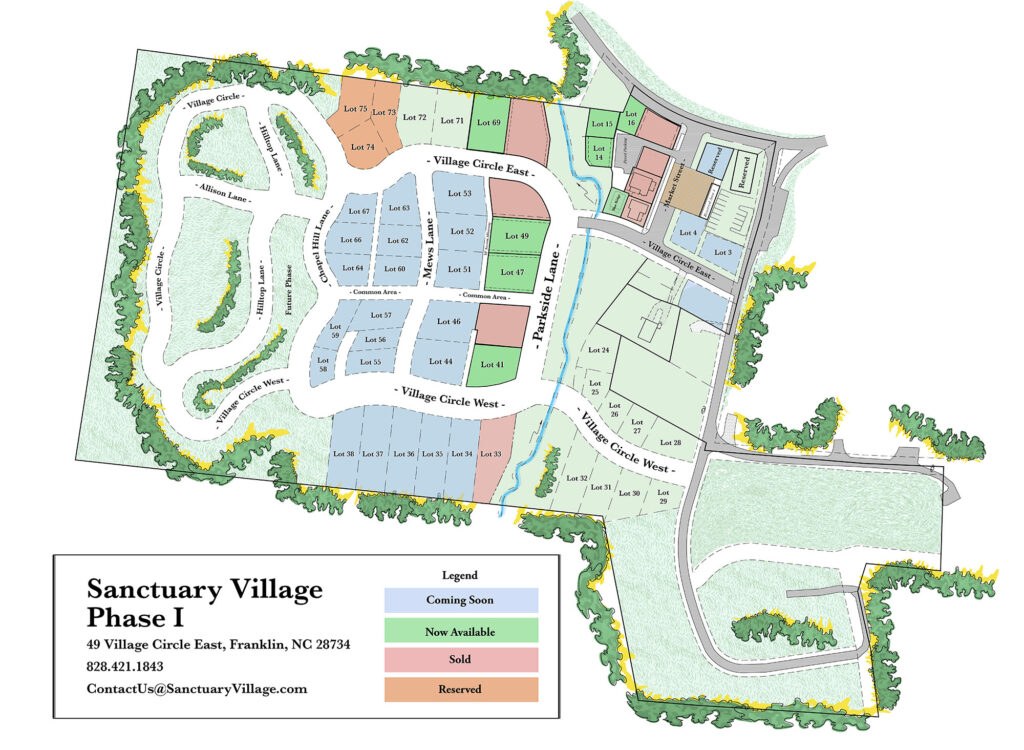 Sanctuary Village Phase 1 Property Availability Map