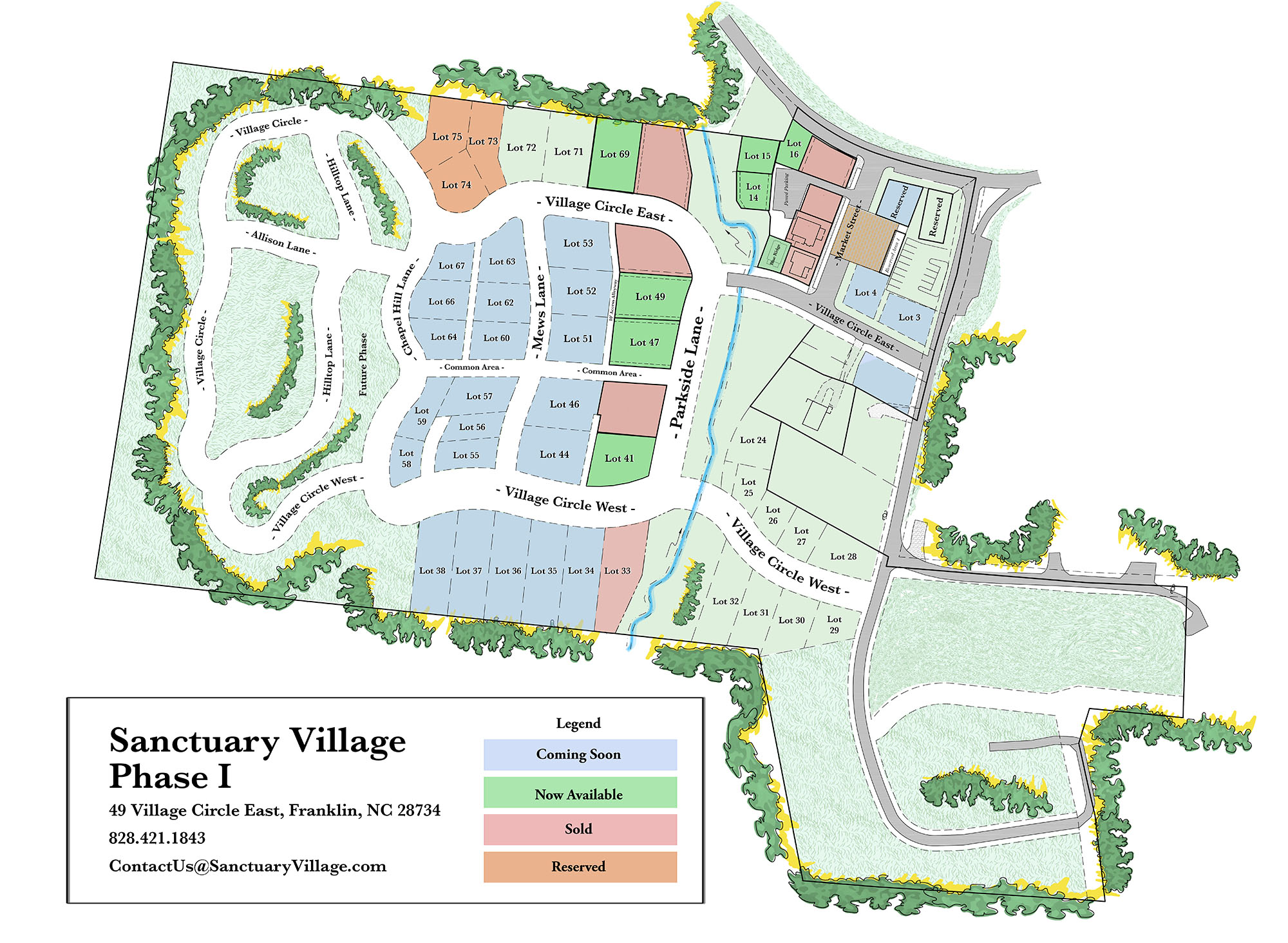 Sanctuary Village Phase 1 Property Availability Map