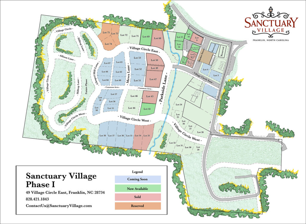 Sanctuary Village Phase 1 Property Availability Map