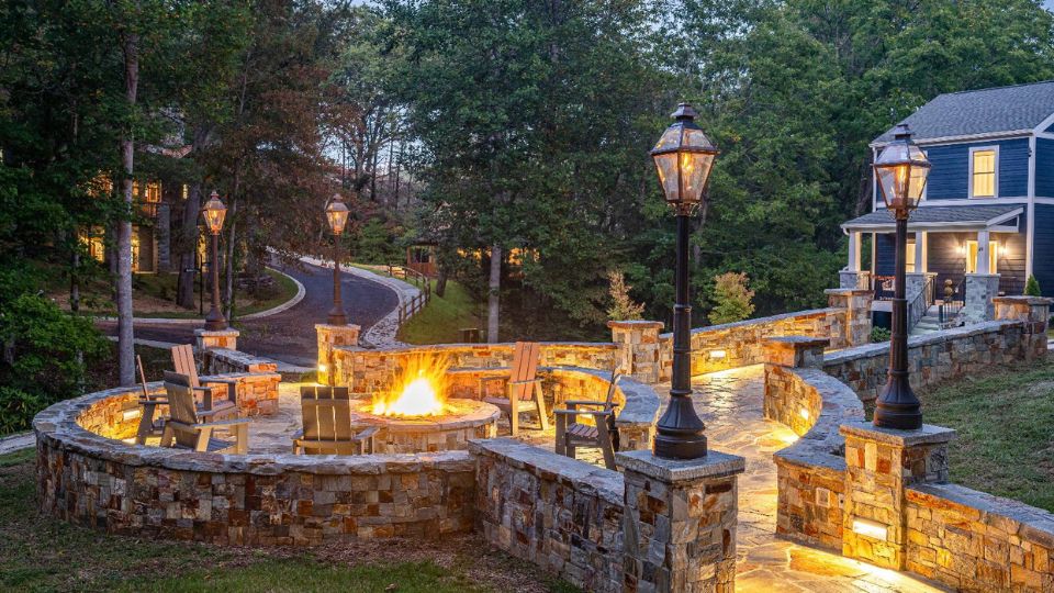 Gas fire pit twilight