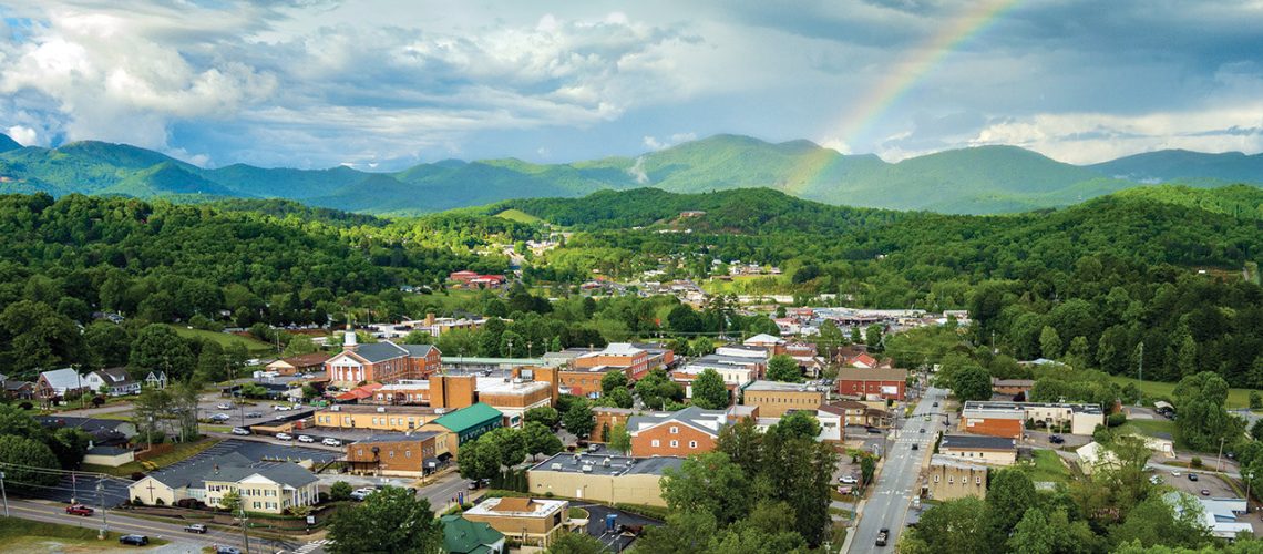 Rainbow over the mountains surrounding Franklin, NC